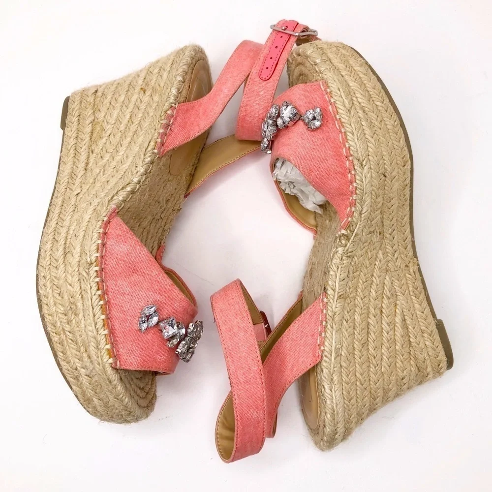 KAARI Blue Chloe espadrille wedge embellished sandal